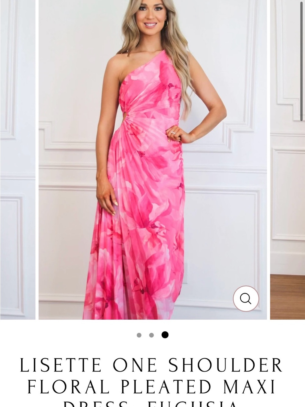 Lisette One Shoulder Floral Pleated Maxi Dress: Fuchsia